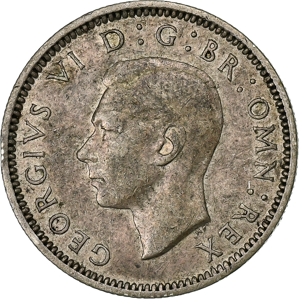 Gran Bretagna, George VI, 6 Pence, 1943, London, Argento, BB, KM:852