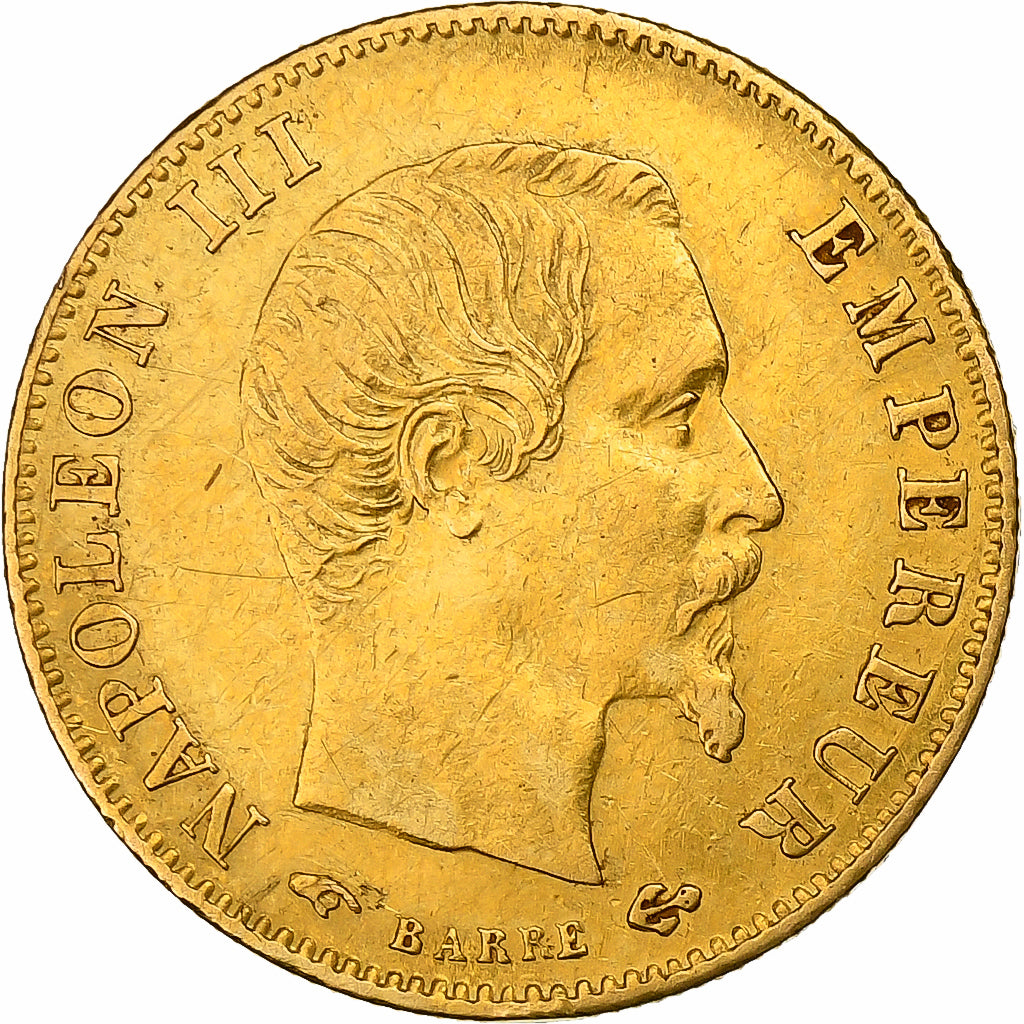 Francja, Napoleon III, 5 Francs, 1859, Paris, Złoto, EF(40-45), Gadoury:1001