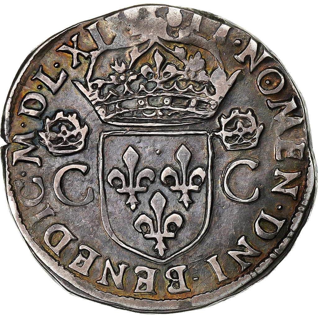 France, Charles IX, Teston, 1563, Rennes, 2nd type, Silver, VF(30-35)