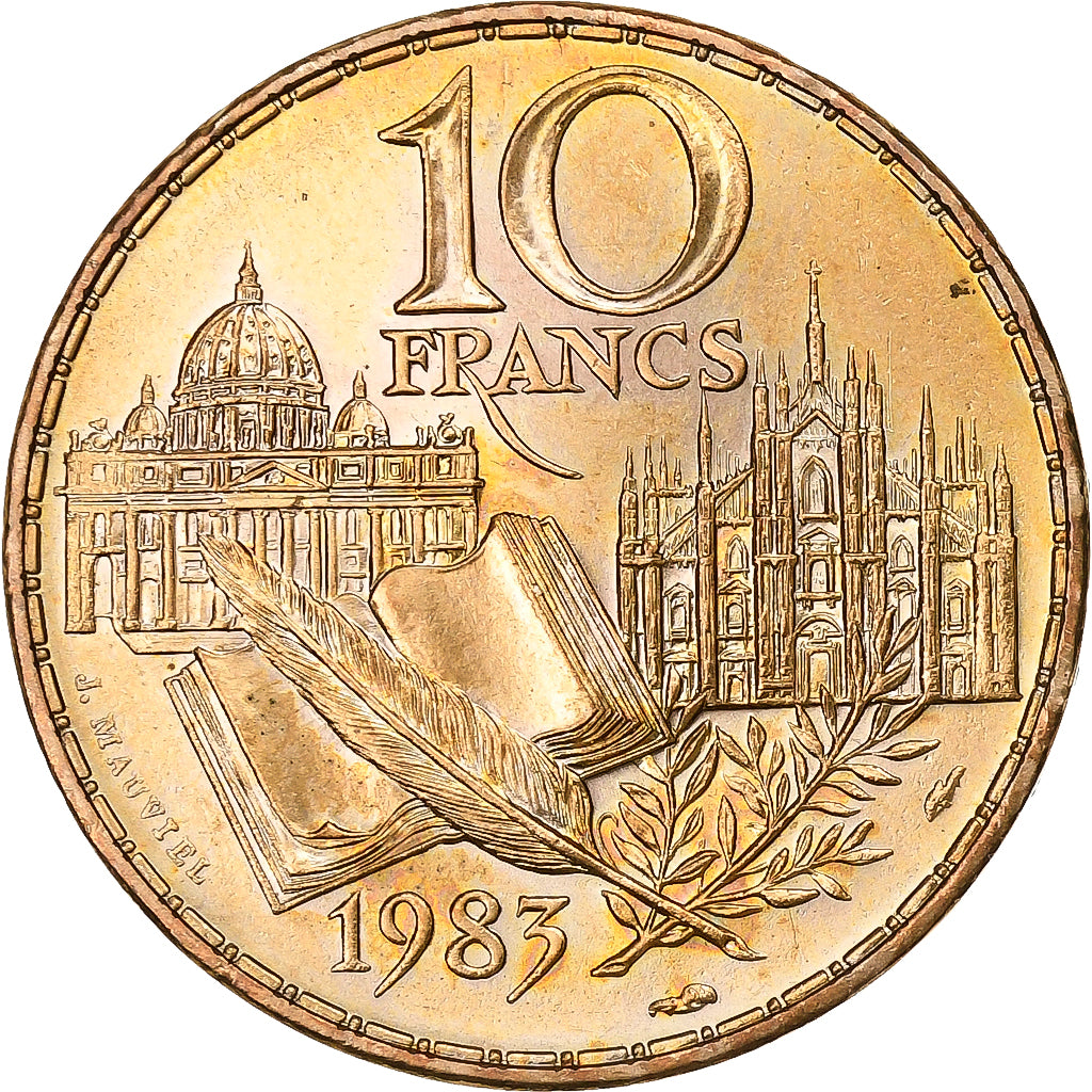 Frankreich, 10 Francs, Stendhal, 1983, Tranche B, Kupfer-Nickel, VZ, KM:953