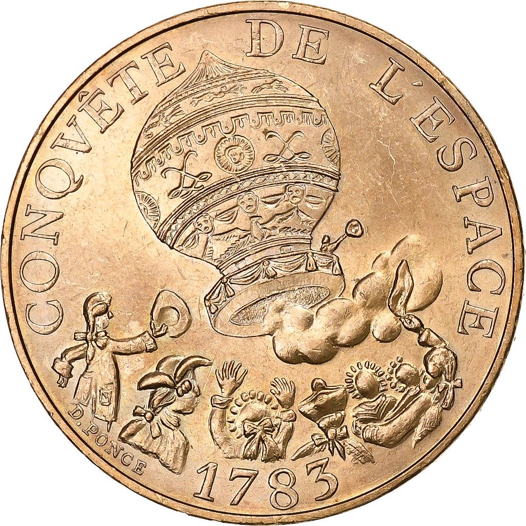 France, 10 Francs, Conquête de l'espace, 1983, Tranche A, Copper-nickel