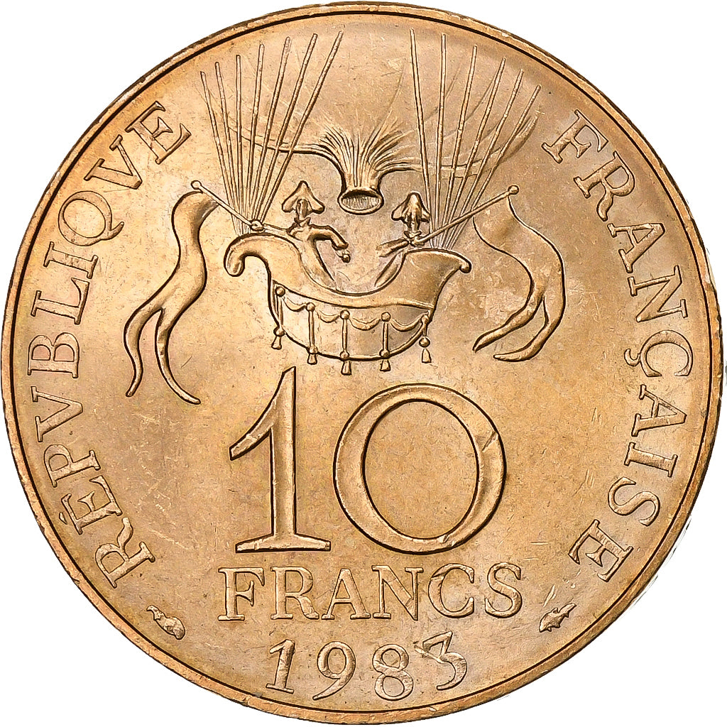 France, 10 Francs, Conquête de l'espace, 1983, Tranche A, Copper-nickel