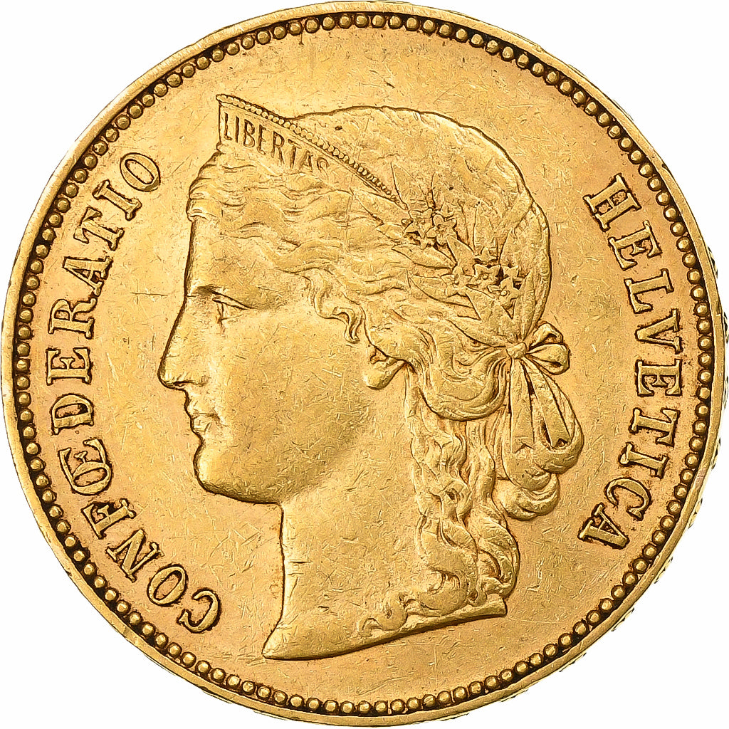 Suiza, 20 Francs, 1896, Bern, Oro, MBC, KM:31
