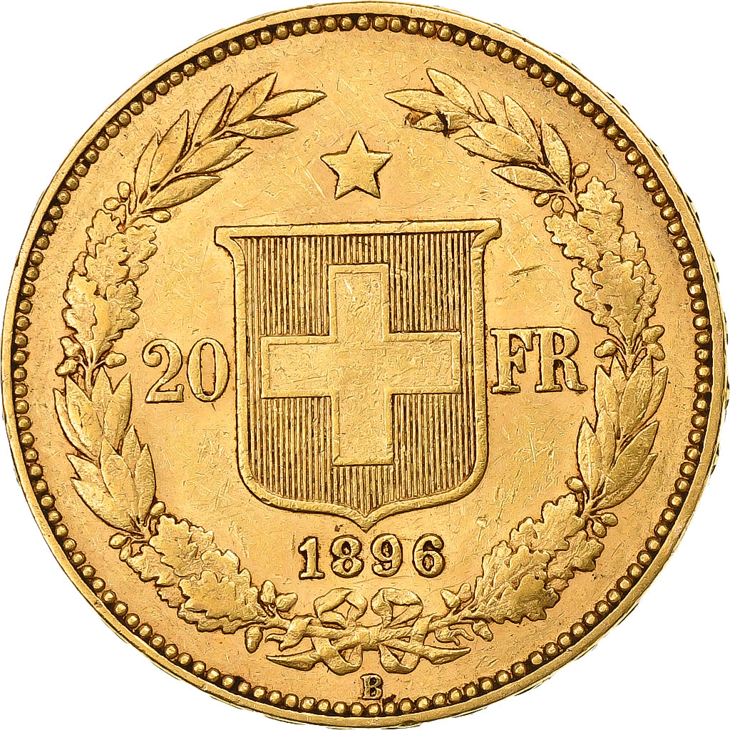 Suiza, 20 Francs, 1896, Bern, Oro, MBC, KM:31