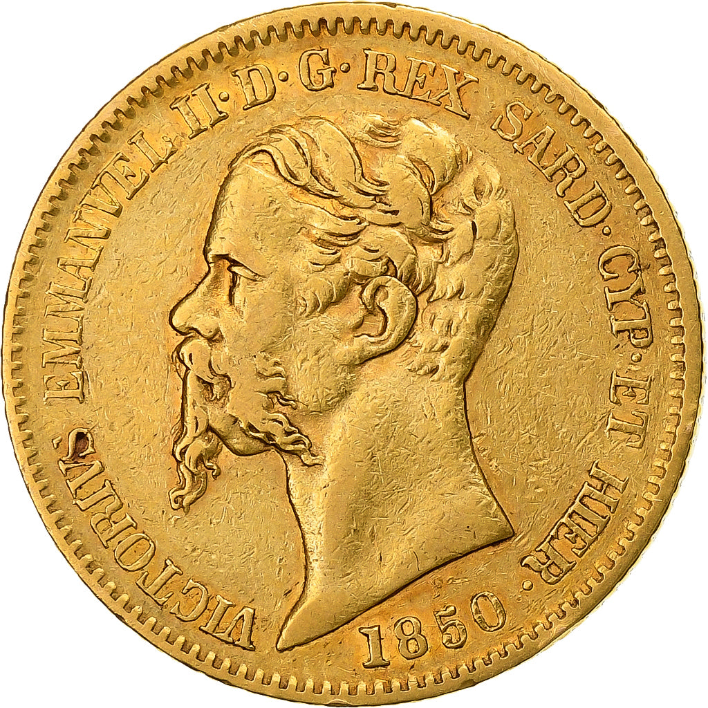 Kingdom of Sardinia, Vittorio Emanuele II, 20 Lire, 1850, Turin, Gold, SS