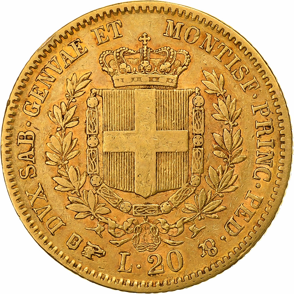 Kingdom of Sardinia, Vittorio Emanuele II, 20 Lire, 1850, Turin, Gold, SS