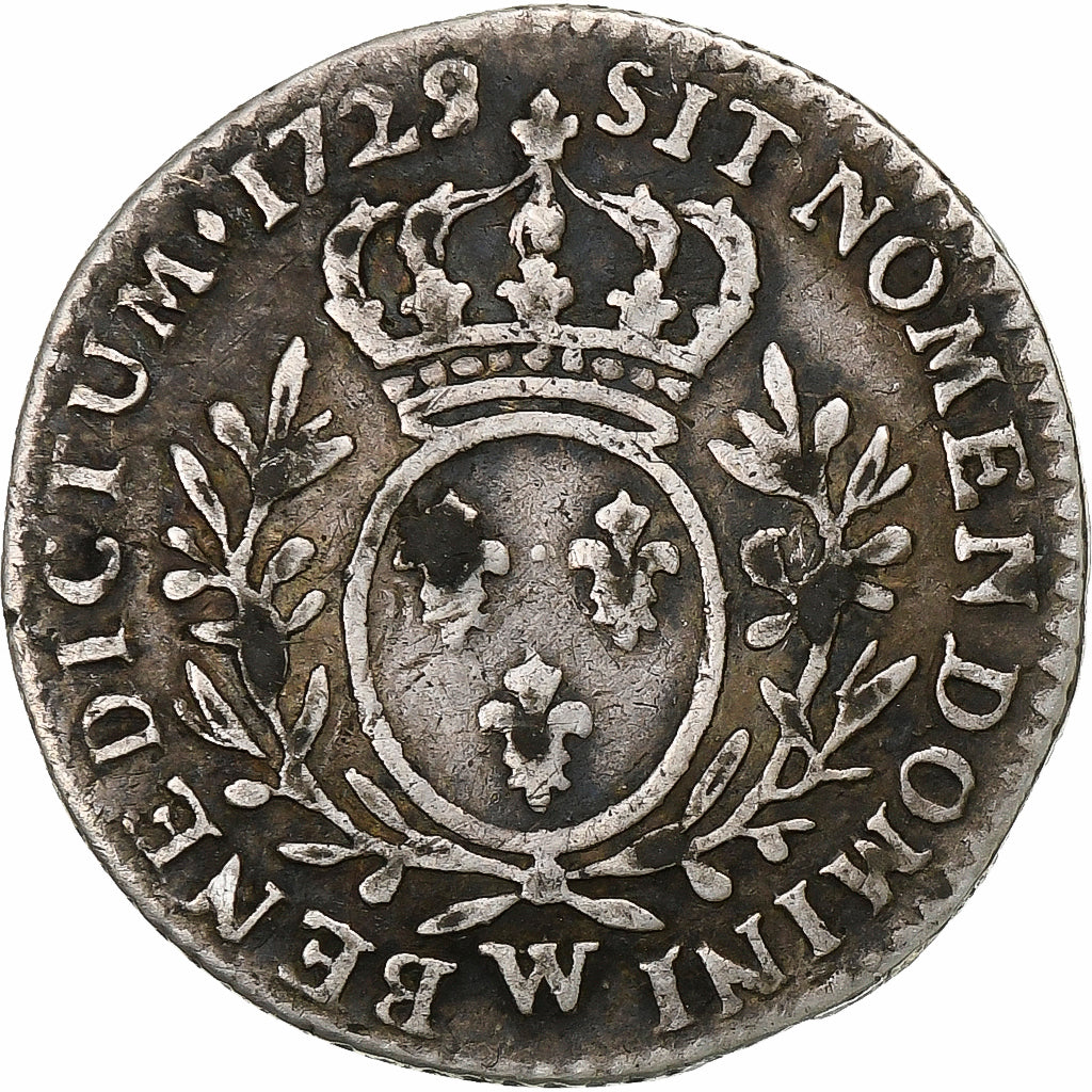 Francia, Louis XV, 1/10 Écu aux branches d'olivier, 1729, Lille, Plata, BC+
