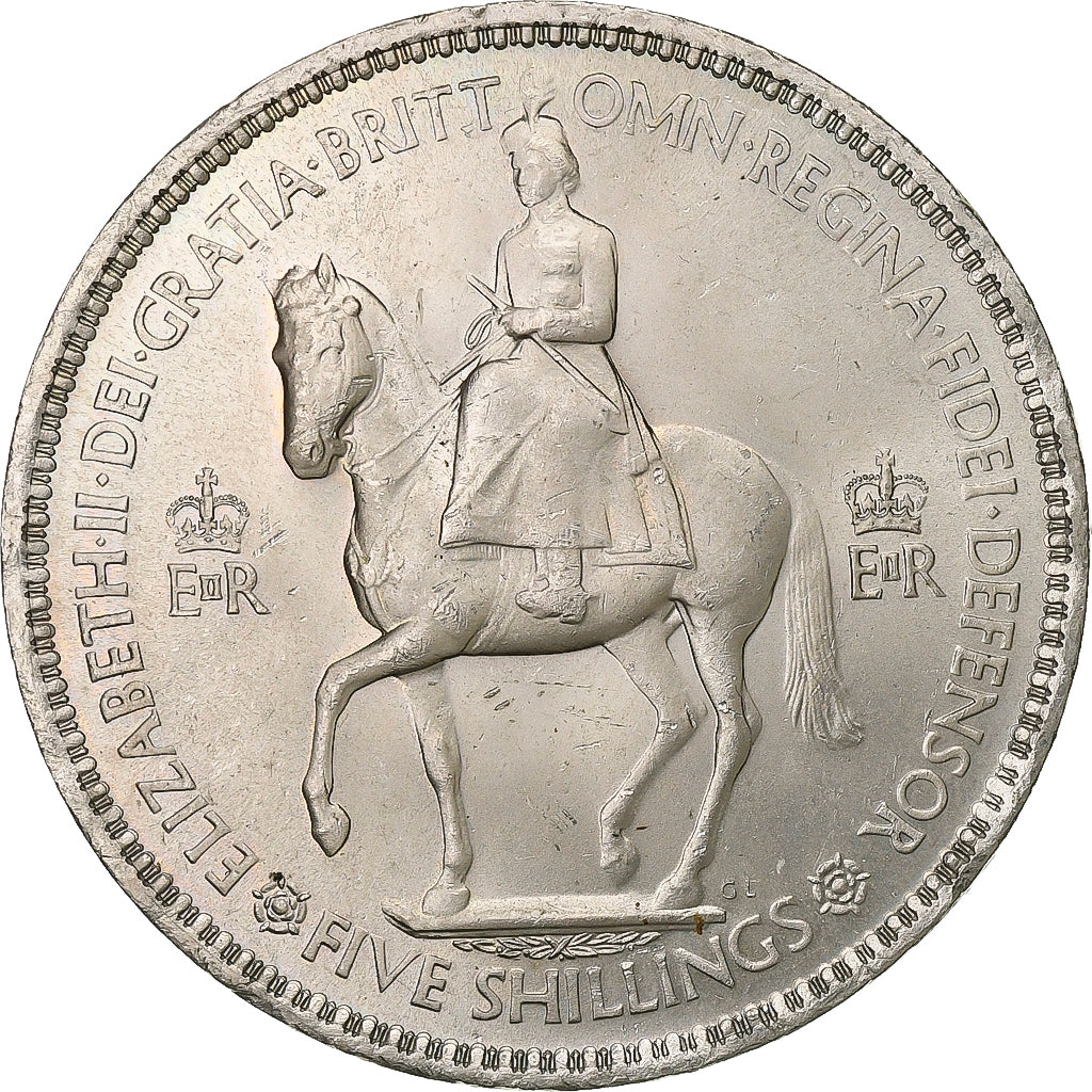 Großbritannien, Elizabeth II, 5 Shillings, 1953, Kupfer-Nickel, VZ, KM:894