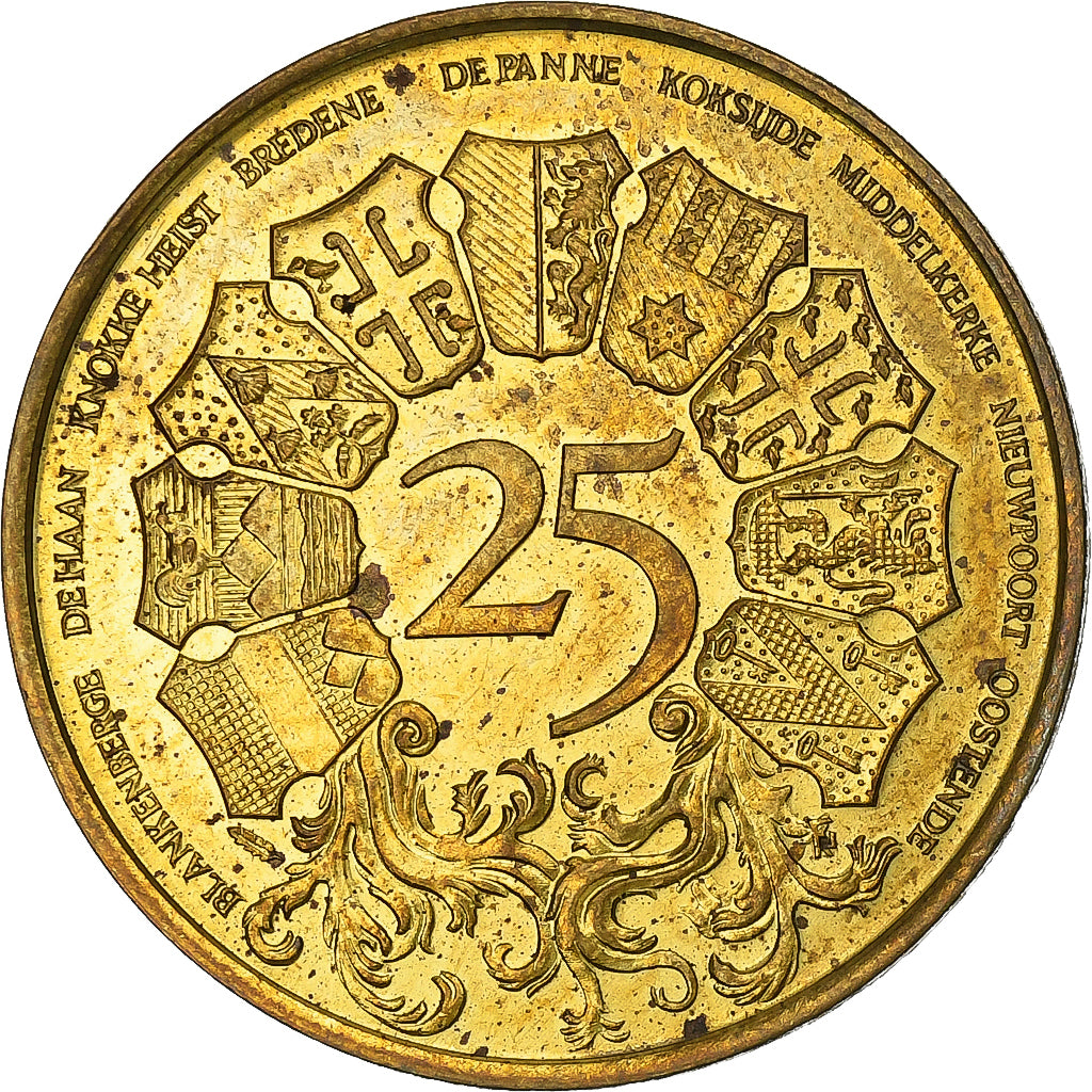België, Token, 25 Westvlaander, 1980, Brass plated steel, PR