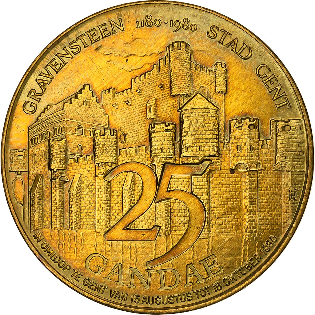 België, Token, 25 Gandae - Gent, 1980, Brass plated steel, PR