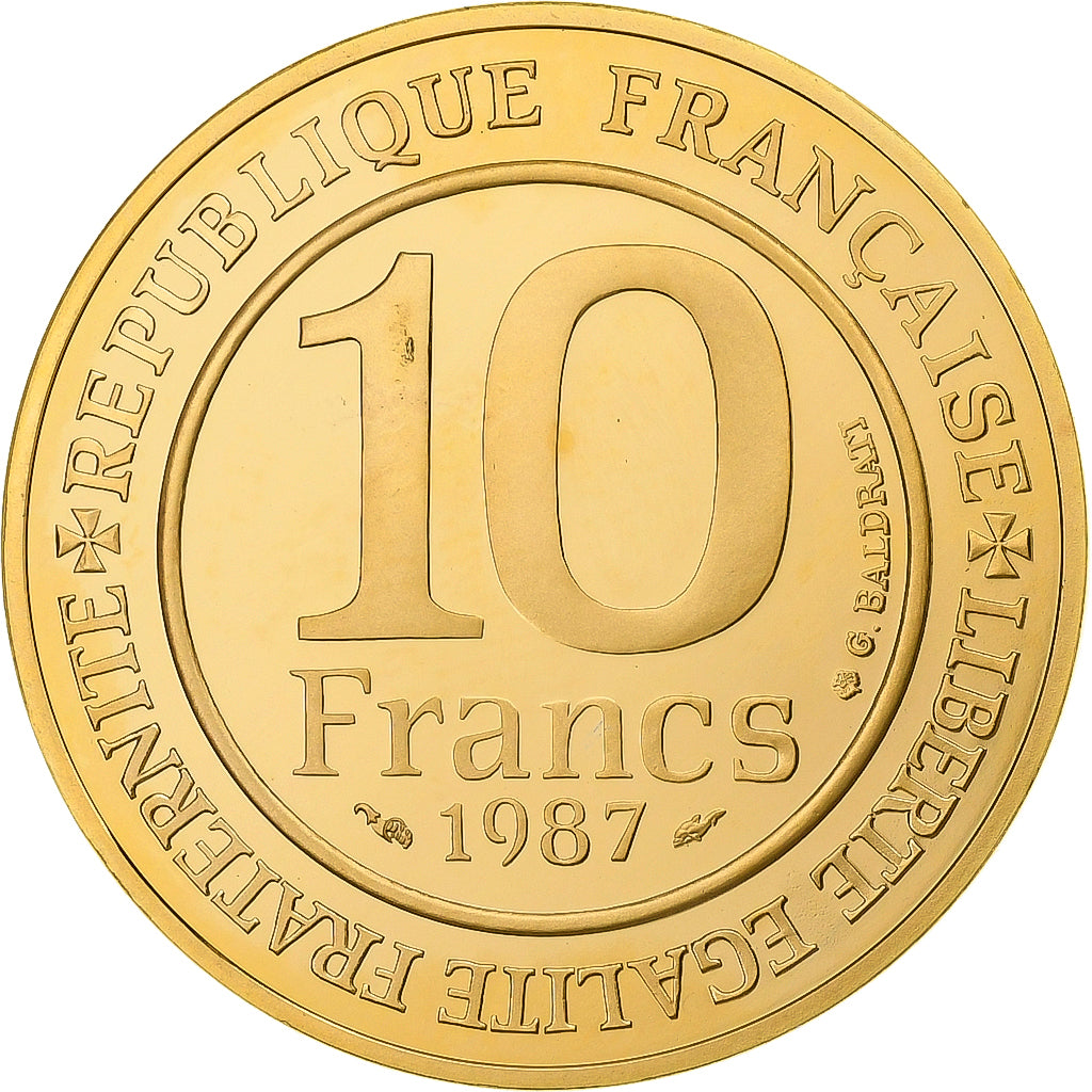 France, 10 Francs, Millénaire Capétien, 1987, MDP, BE, Gold, MS(60-62)
