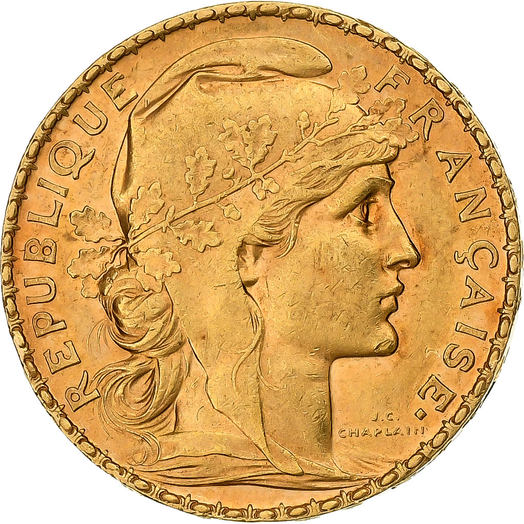 Frankrijk, 20 Francs, Marianne Coq, 1901, Goud, PR, KM:847