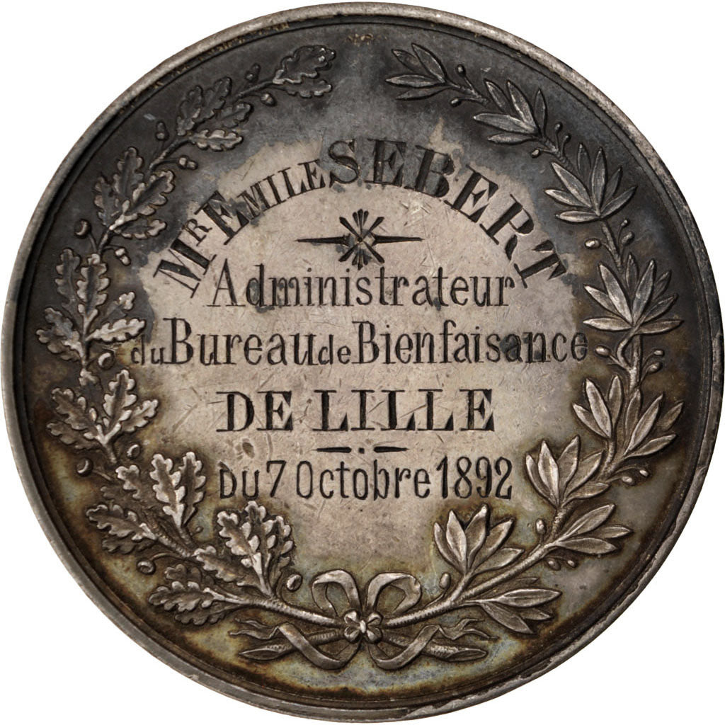 Francja, medal, Trzecia Republika Francuska, 1892, Srebro, AU(55-58)