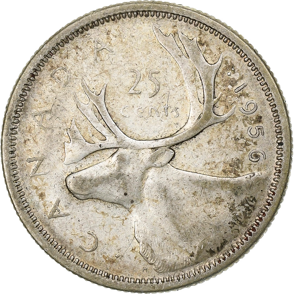 Canada, Elizabeth II, 25 Cents, 1956, Zilver, FR