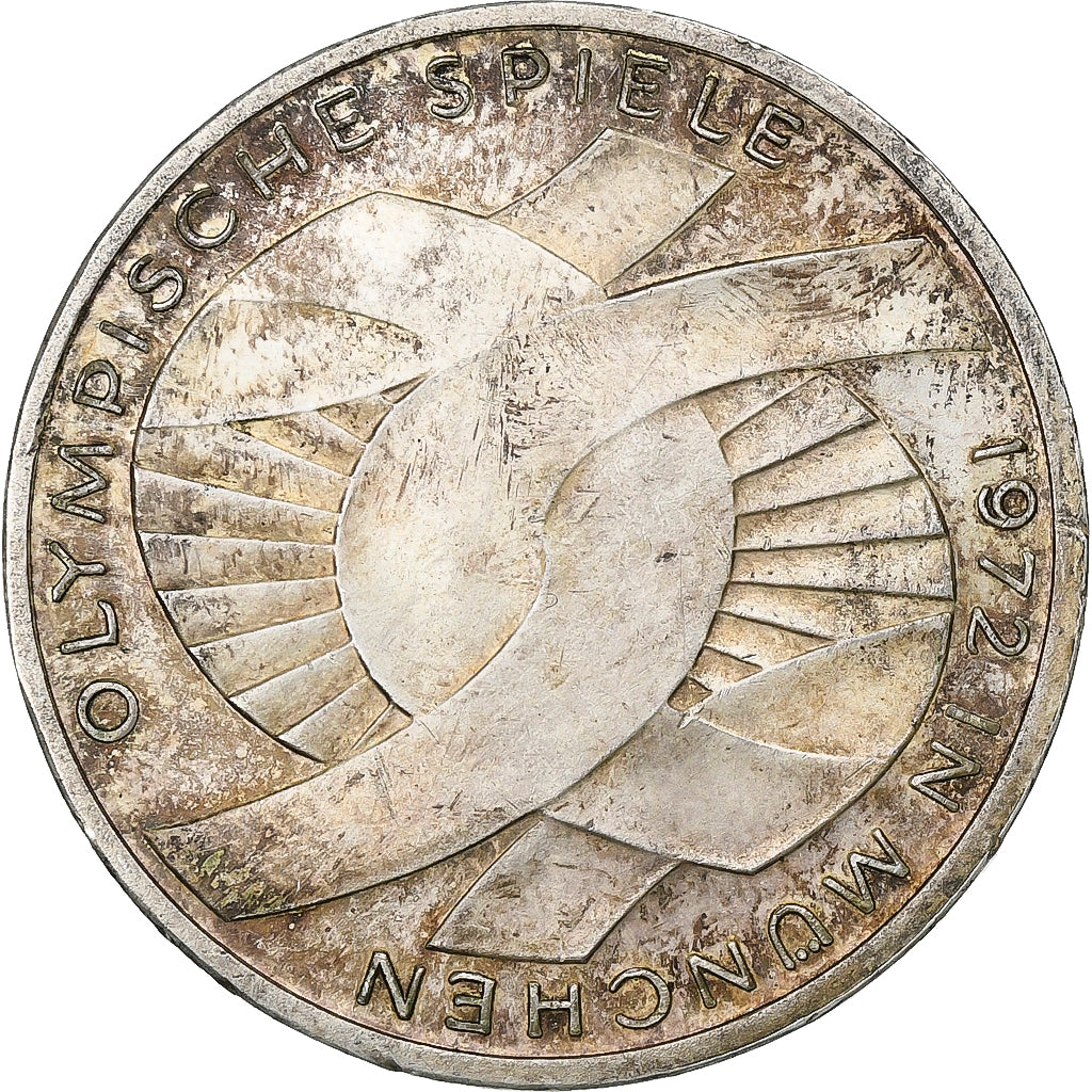 Germany, 10 Mark, Munich Olympics, 1972, Stuttgart, Silver, EF(40-45), KM:131