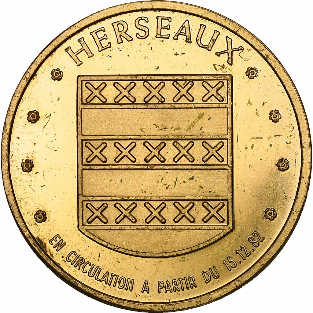 Belgia, Token, 100 Sols - Herseaux, 1982, Miedź, AU(55-58)