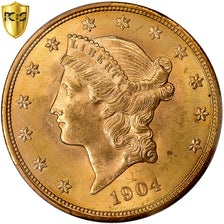 Stati Uniti, 20 Dollars, Liberty Head, 1904, Philadelphia, Oro, PCGS, MS64