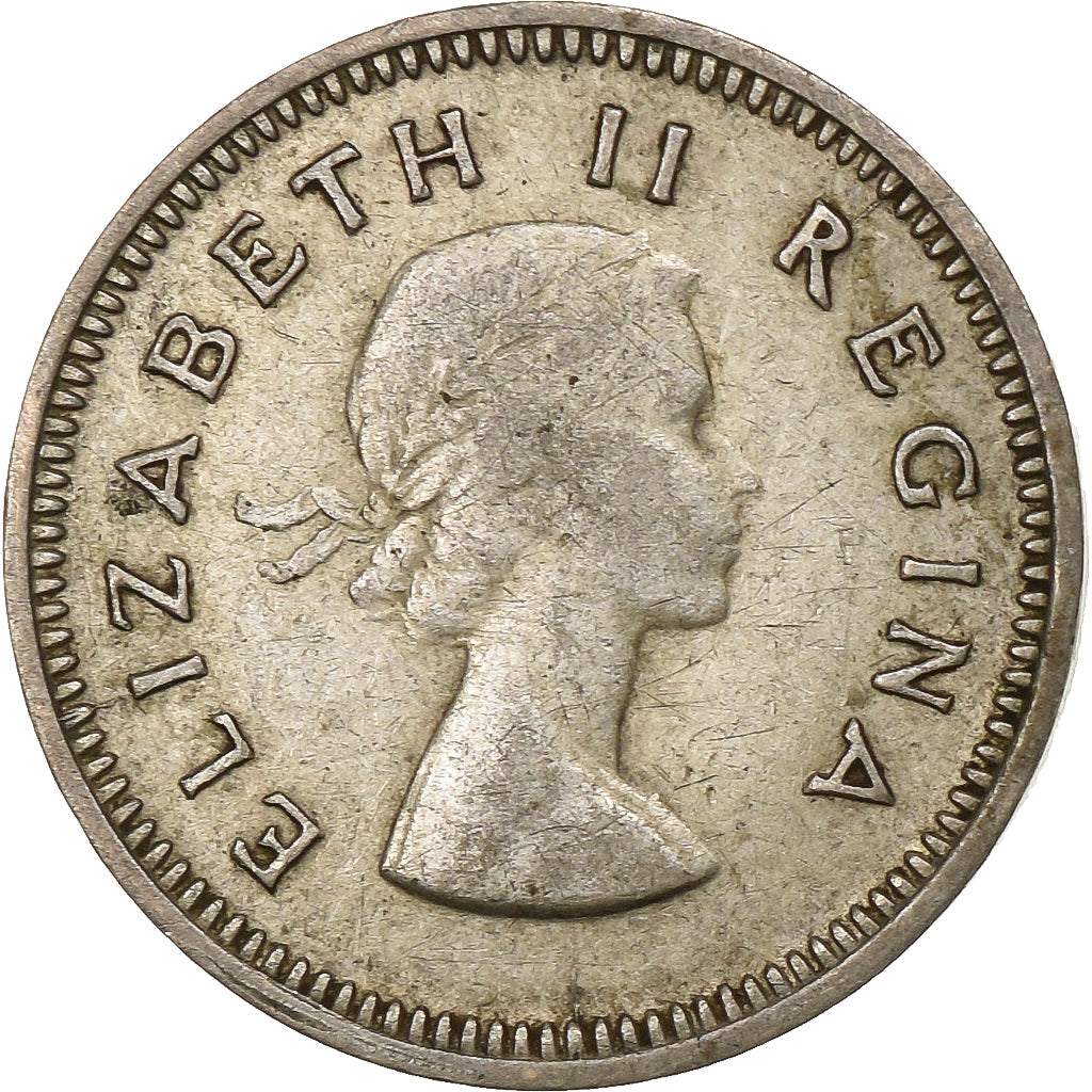 Sudáfrica, Elizabeth II, 3 Pence, 1958, Pretoria, Plata, MBC, KM:47