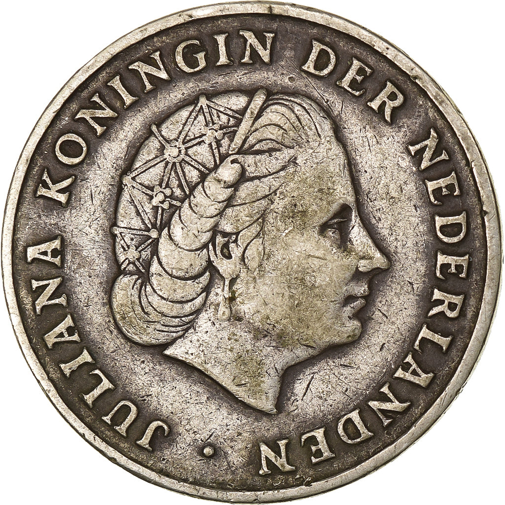 Nederlandse Antillen, Juliana, 1 Gulden, 1952, Zilver, ZF