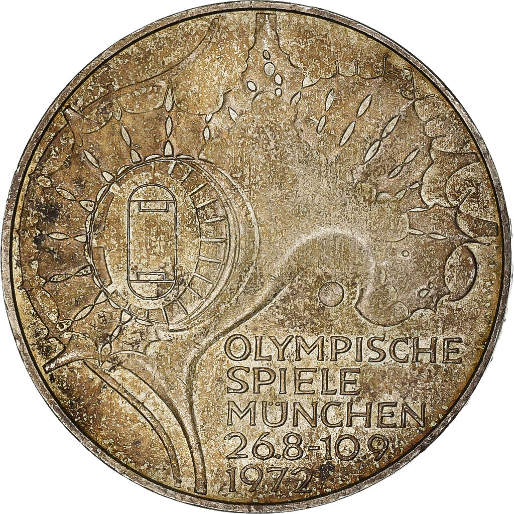 Deutschland, 10 Mark, Munich Olympics, 1972, Hamburg, Silber, SS, KM:133