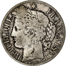 France, 1 Franc, Cérès, 1871, Paris, Silver, VF(30-35), Gadoury:457, KM:759