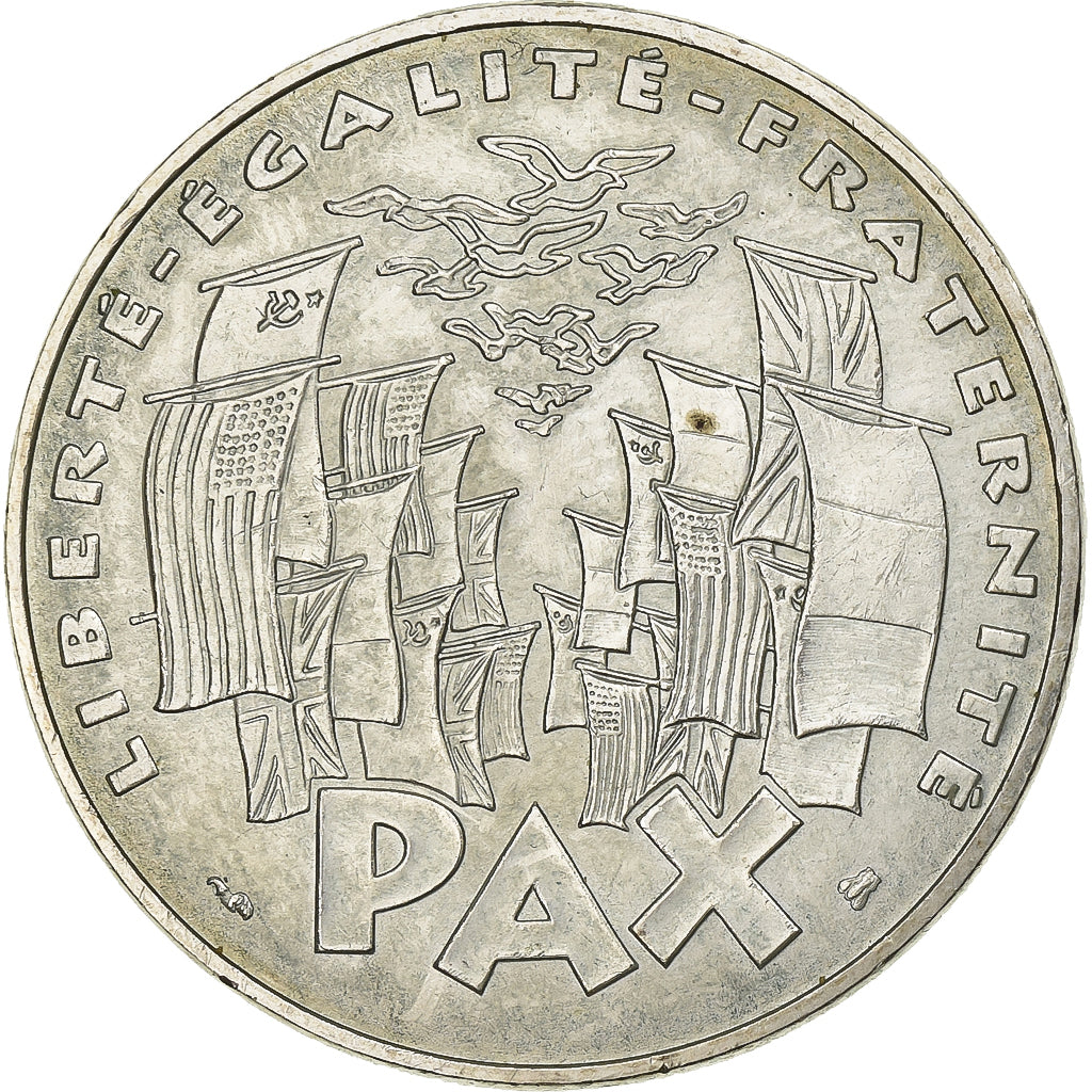 Francja, 100 Francs, Commémoration de l'Armistice, 1995, Srebro, AU(50-53)