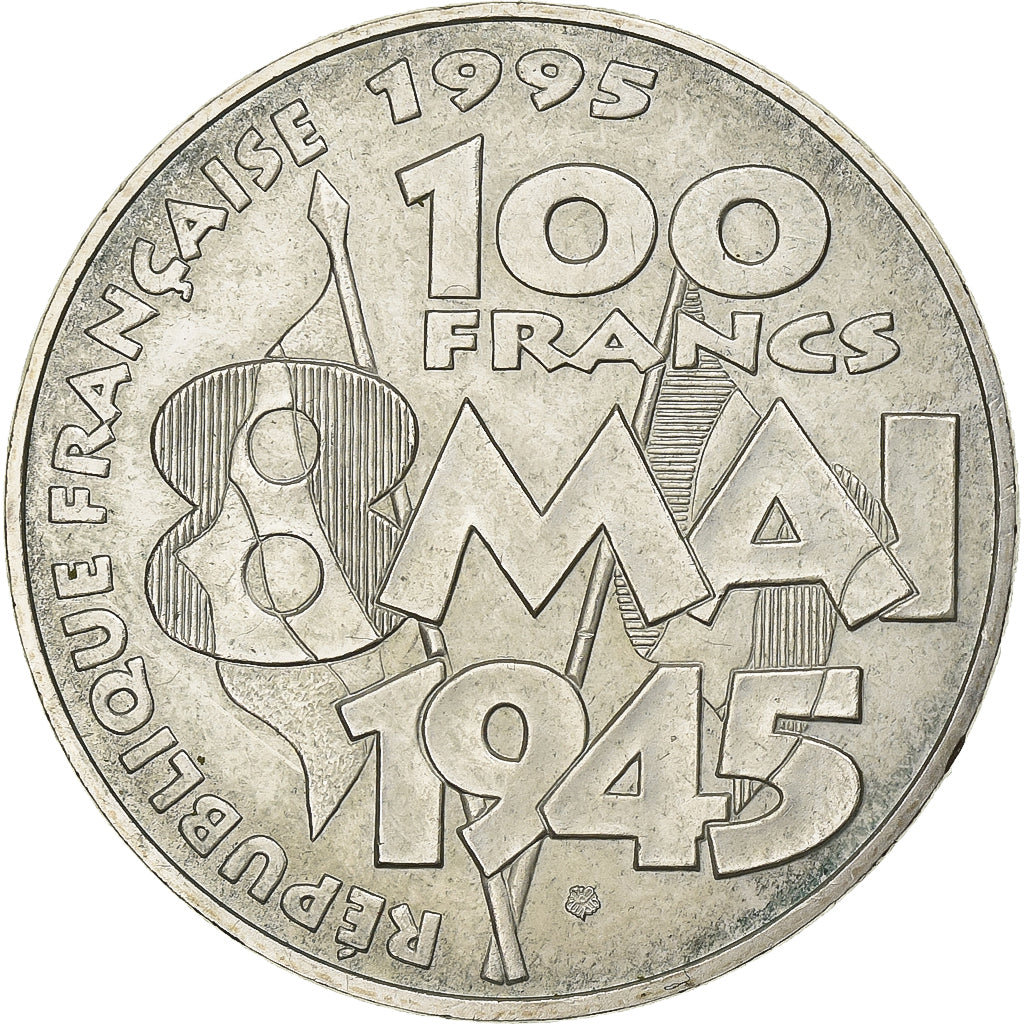 Francja, 100 Francs, Commémoration de l'Armistice, 1995, Srebro, AU(50-53)