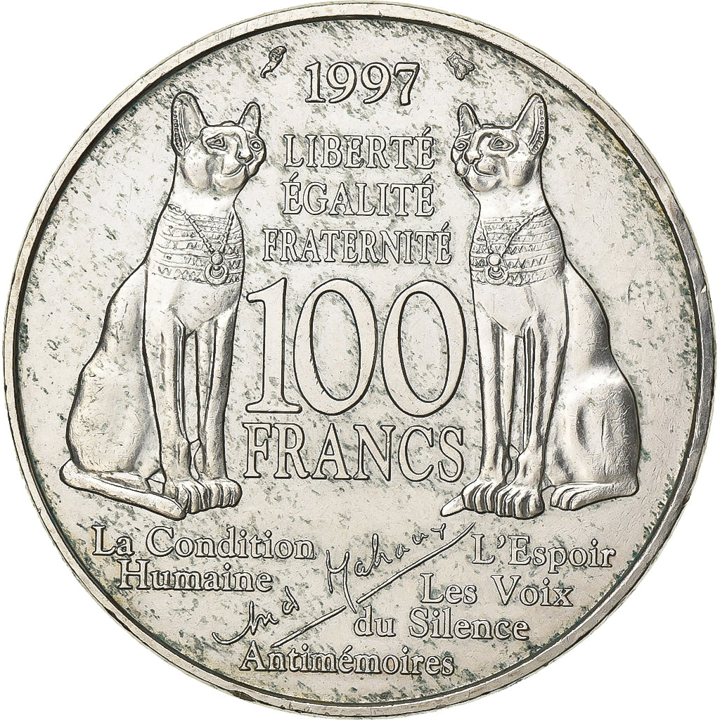 Frankreich, 100 Francs, André Malraux, 1997, Silber, SS+, Gadoury:954, KM:1188