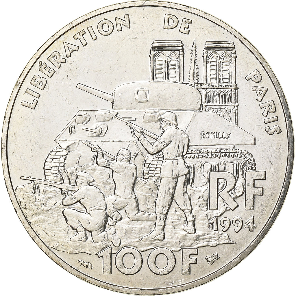 Frankrijk, 100 Francs, Libération de Paris, 1994, Zilver, PR, Gadoury:935