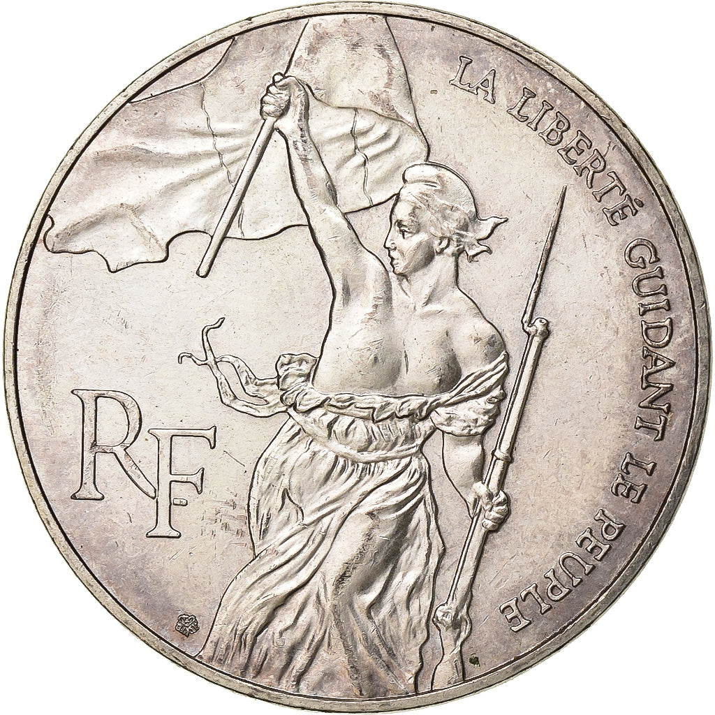 France, 100 Francs, Liberté guidant le peuple, 1993, Silver, AU(50-53)