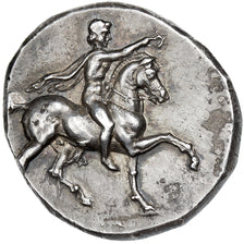 Calabria, Nomos, ca. 280-272 BC, Tarentum, Srebro, AU(55-58), SNG-ANS:1130