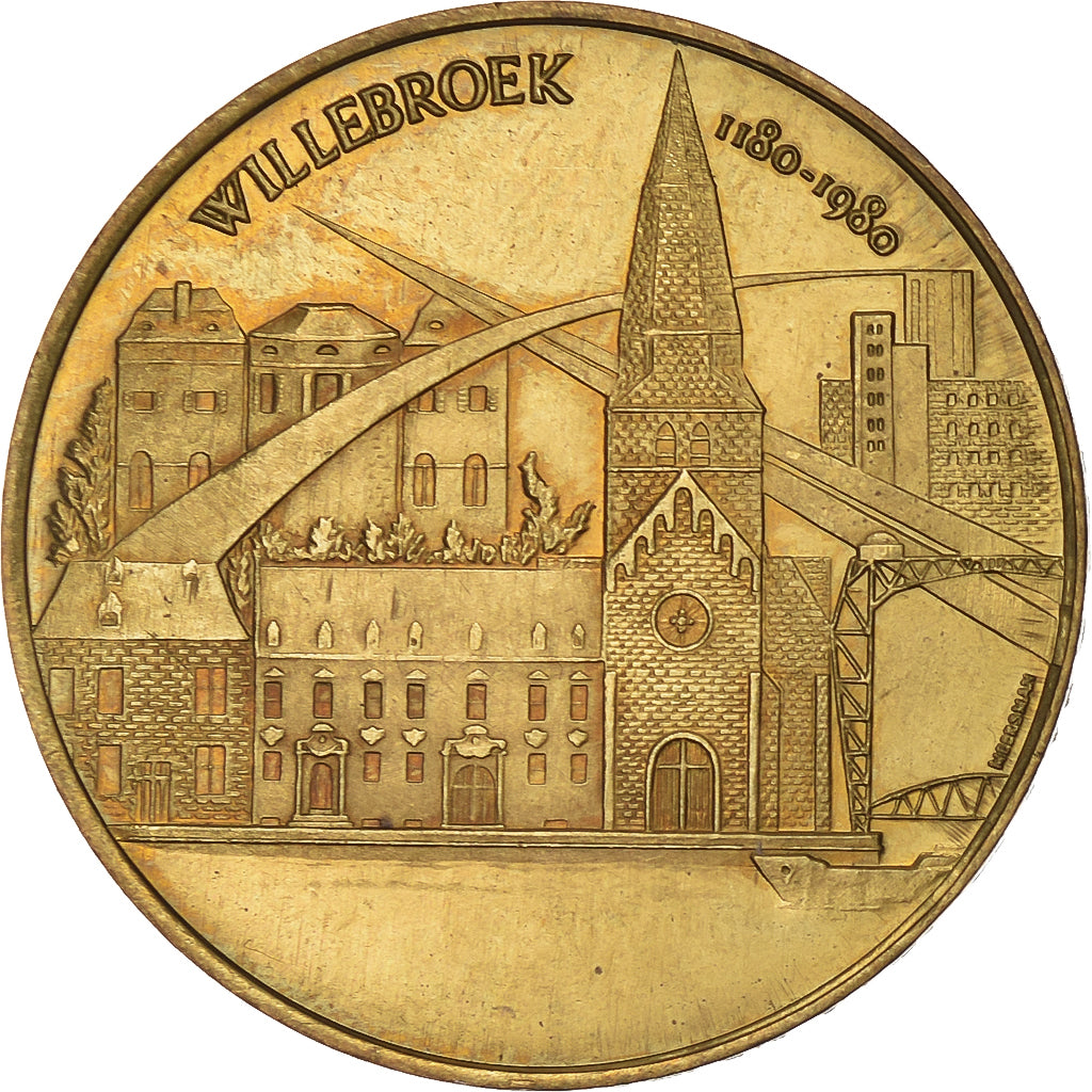Belgium, Token, 50 kapoenen Willebroek, 1980, Brass plated steel, EF(40-45)