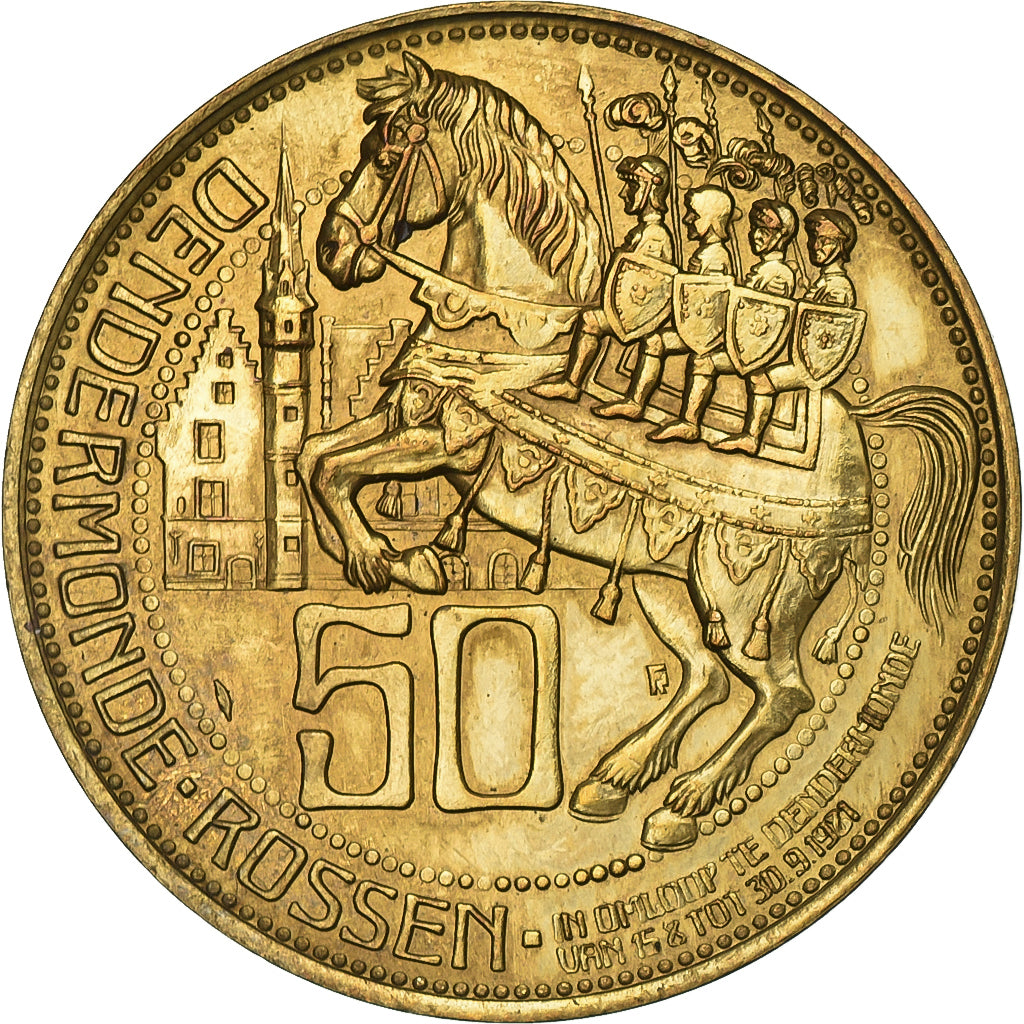 Belgium, Token, 50 Rossen - Dendermonde, 1981, Brass plated steel, AU(50-53)