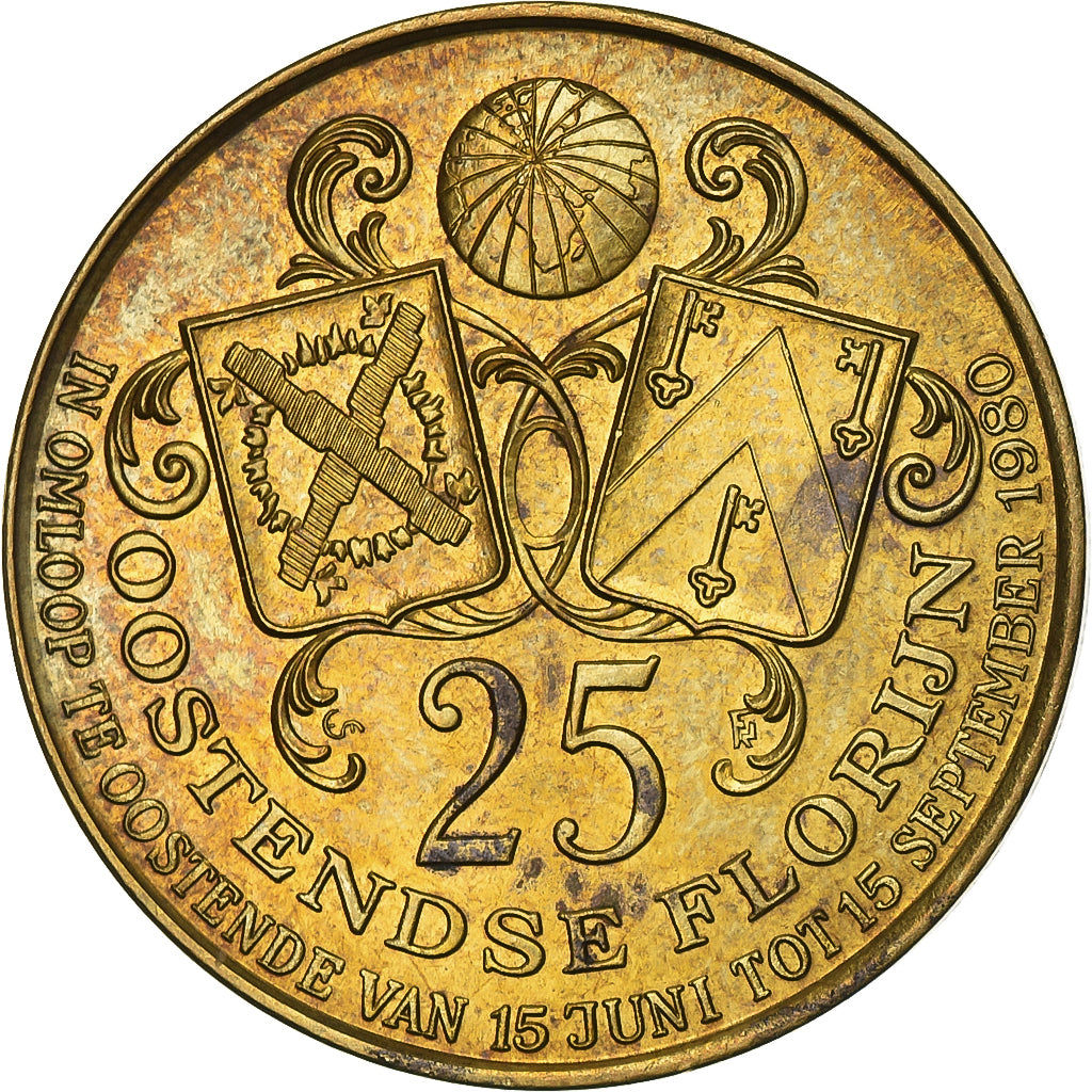 Belgium, Token, 25 florijn Oostendse Compagnie, 1980, Brass plated steel