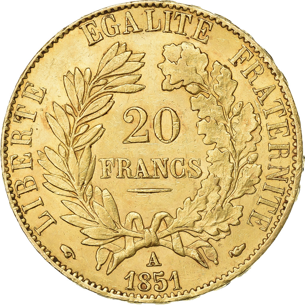 Frankreich, 20 Francs, Cérès, 1851, Paris, Gold, SS+, Gadoury:1059, KM:762