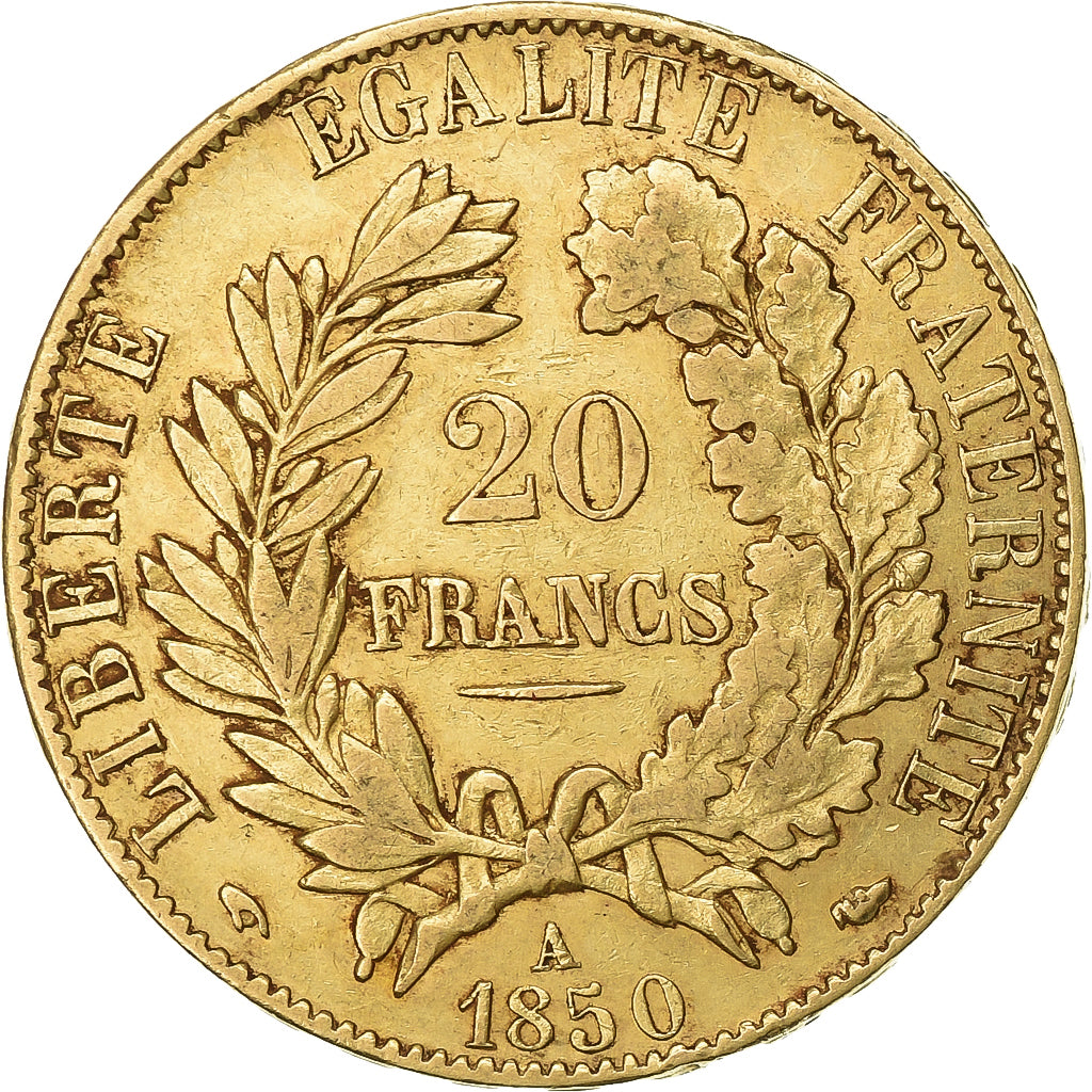 Francia, 20 Francs, Cérès, 1850, Paris, Oro, MBC+, Gadoury:1059, KM:762