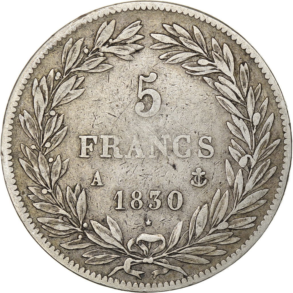 Francia, Louis Philippe I, 5 Francs, 1830, Paris, Argento, BB, Gadoury:676