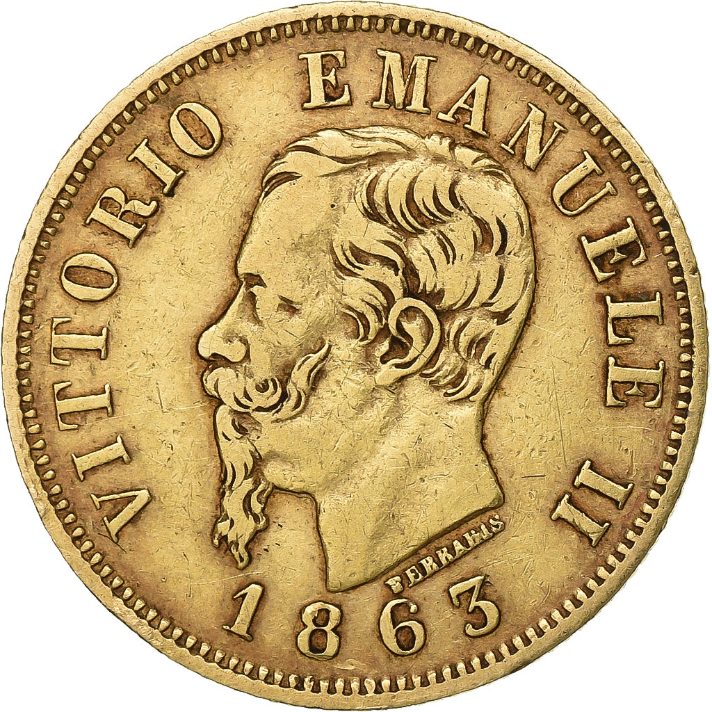 Italy, Vittorio Emanuele II, 10 Lire, 1863, Torino, Gold, EF(40-45), KM:9