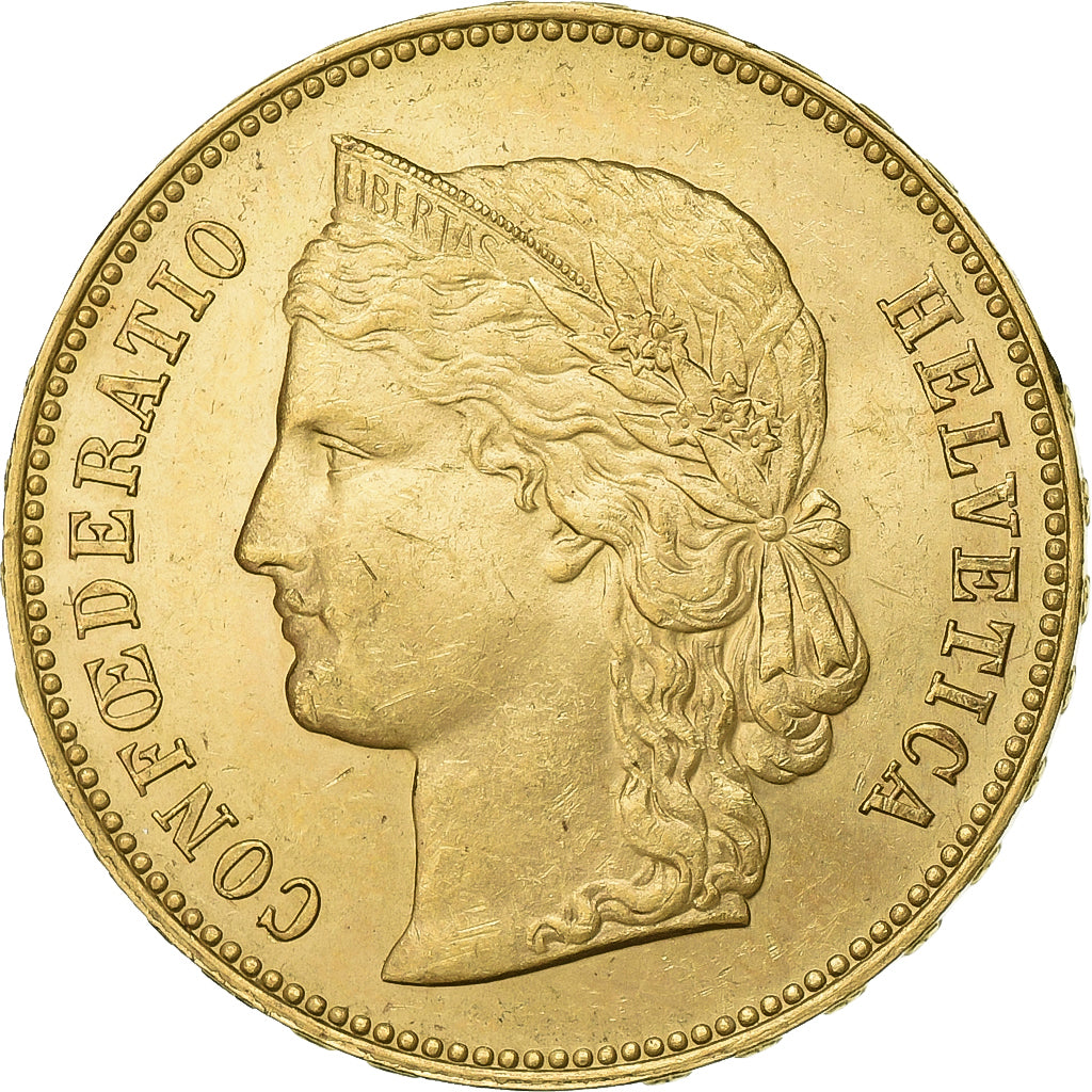 Suiza, 20 Francs, Helvetia, 1893, Bern, Oro, MBC, KM:31