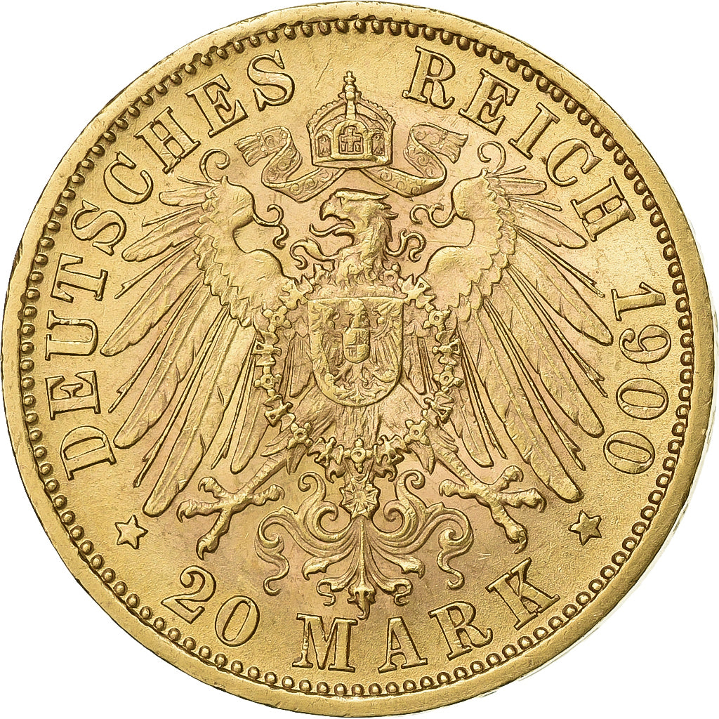 Germania, Wilhelm II, 20 Mark, 1900, Stuttgart, Oro, SPL-, KM:634