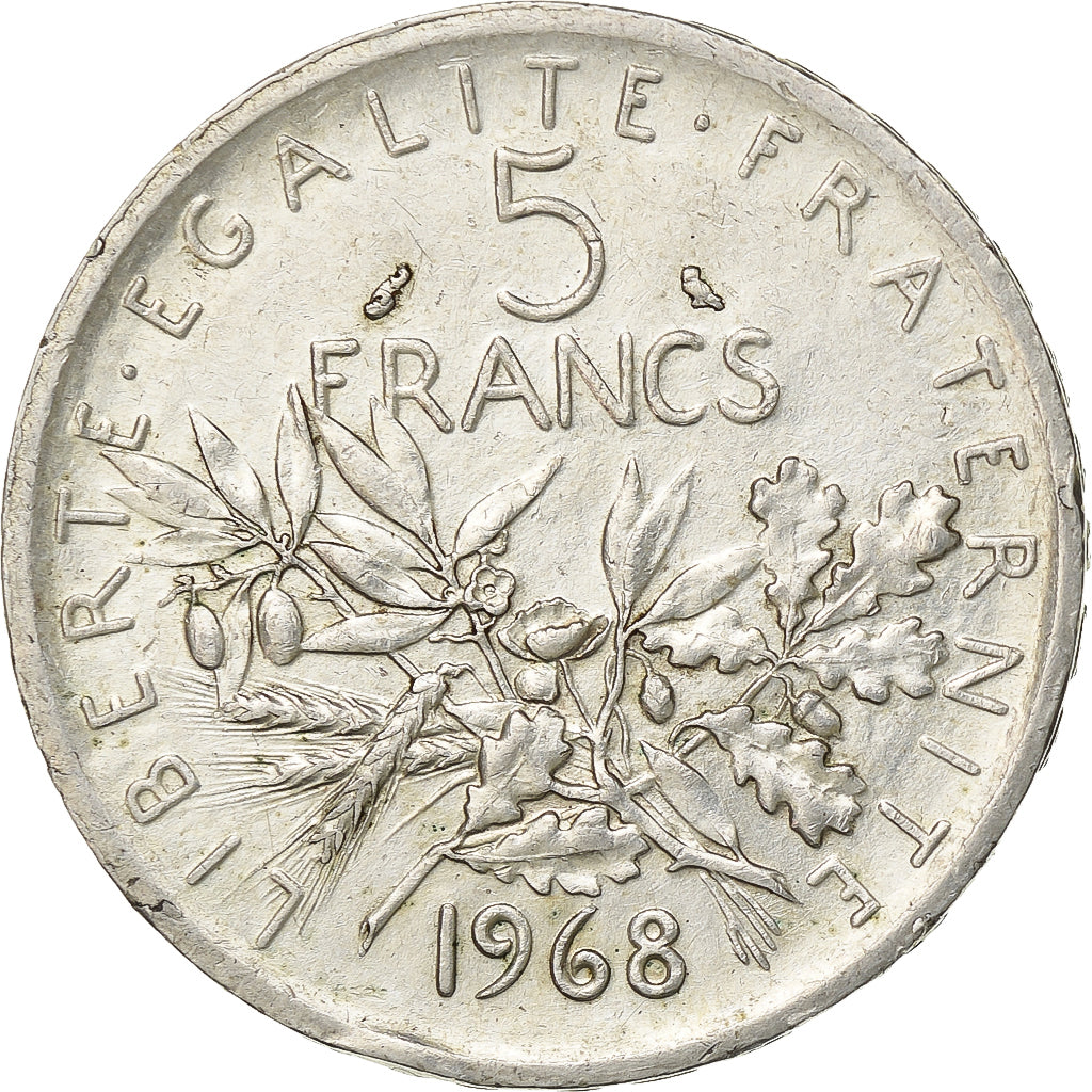 Francia, 5 Francs, Semeuse, 1968, Paris, Argento, BB+, Gadoury:770, KM:926