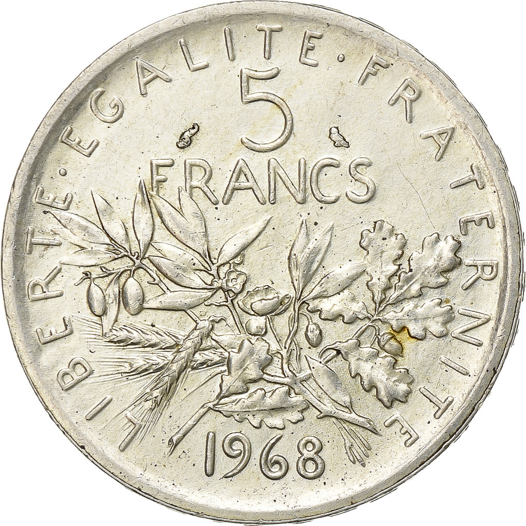 Frankreich, 5 Francs, Semeuse, 1968, Paris, Silber, SS+, Gadoury:770, KM:926
