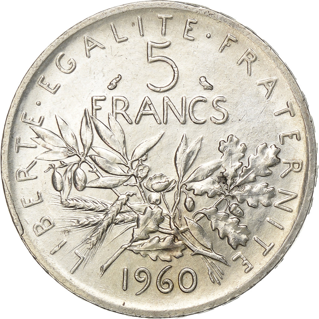 Frankreich, 5 Francs, Semeuse, 1960, Paris, Silber, VZ+, Gadoury:770, KM:926