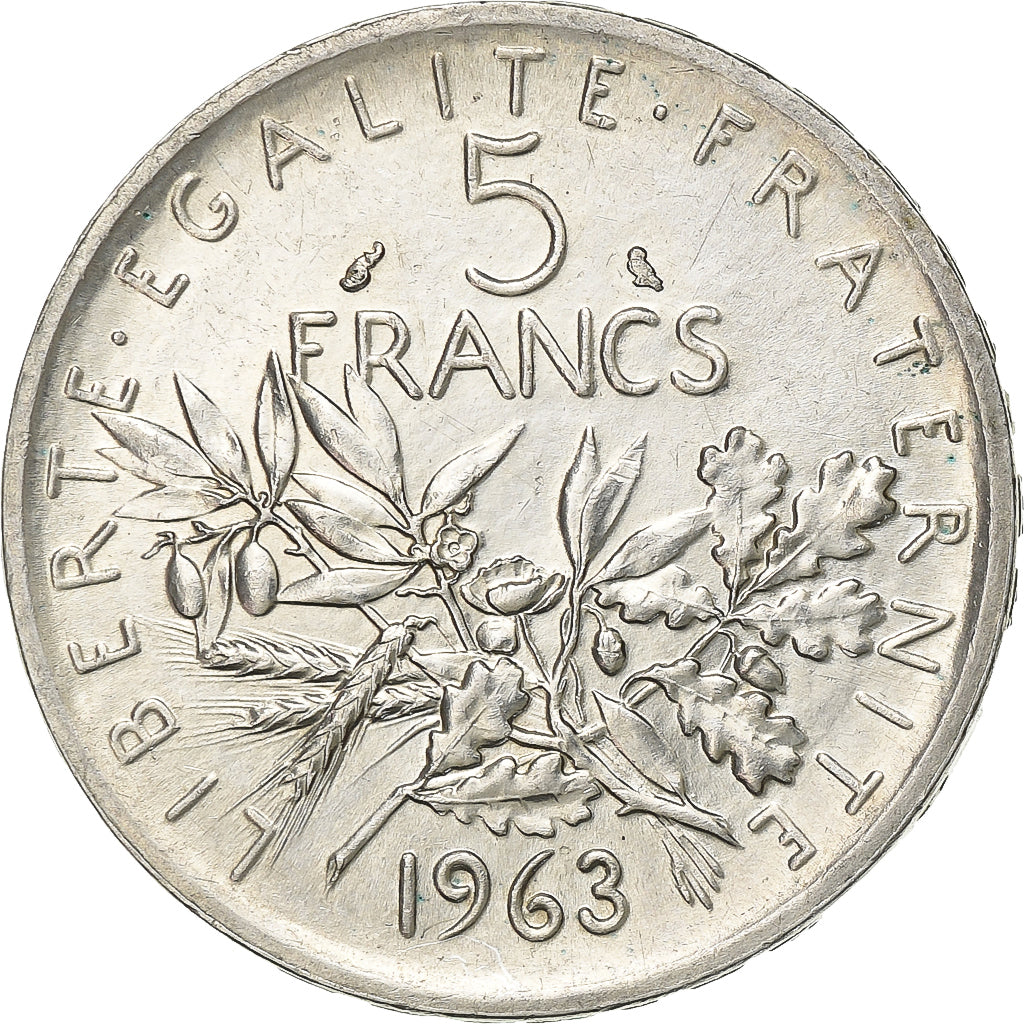 Frankreich, 5 Francs, Semeuse, 1963, Paris, Silber, VZ+, Gadoury:770, KM:926