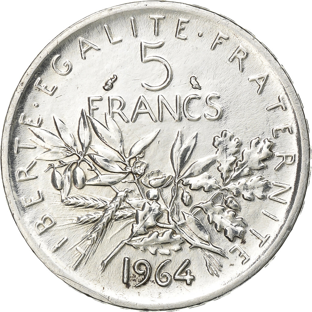 France, 5 Francs, Semeuse, 1964, Paris, Silver, AU(55-58), Gadoury:770, KM:926