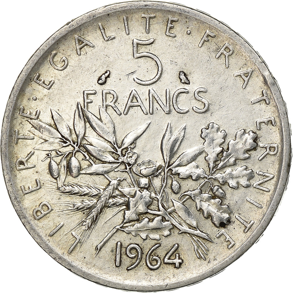 France, 5 Francs, Semeuse, 1964, Paris, Silver, MS(60-62), Gadoury:770, KM:926