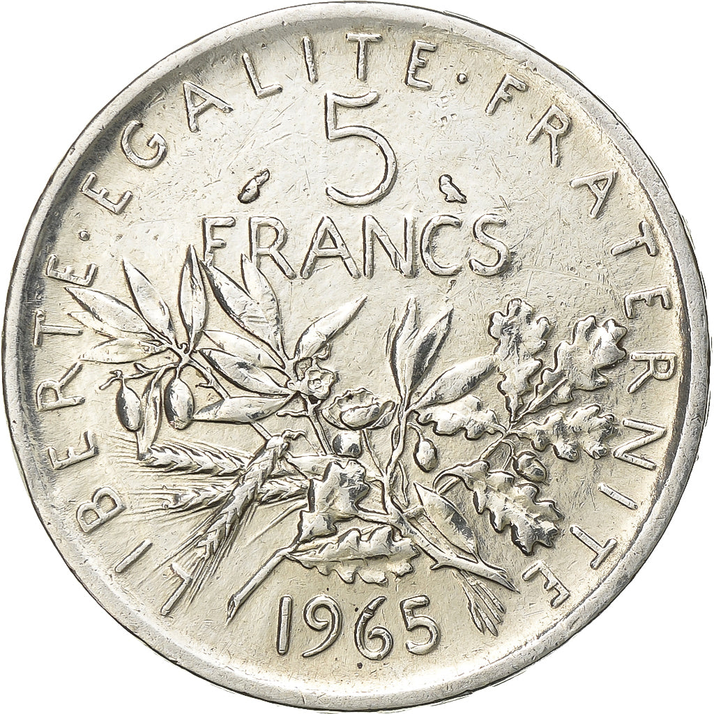 France, 5 Francs, Semeuse, 1965, Paris, Silver, AU(55-58), Gadoury:770, KM:926