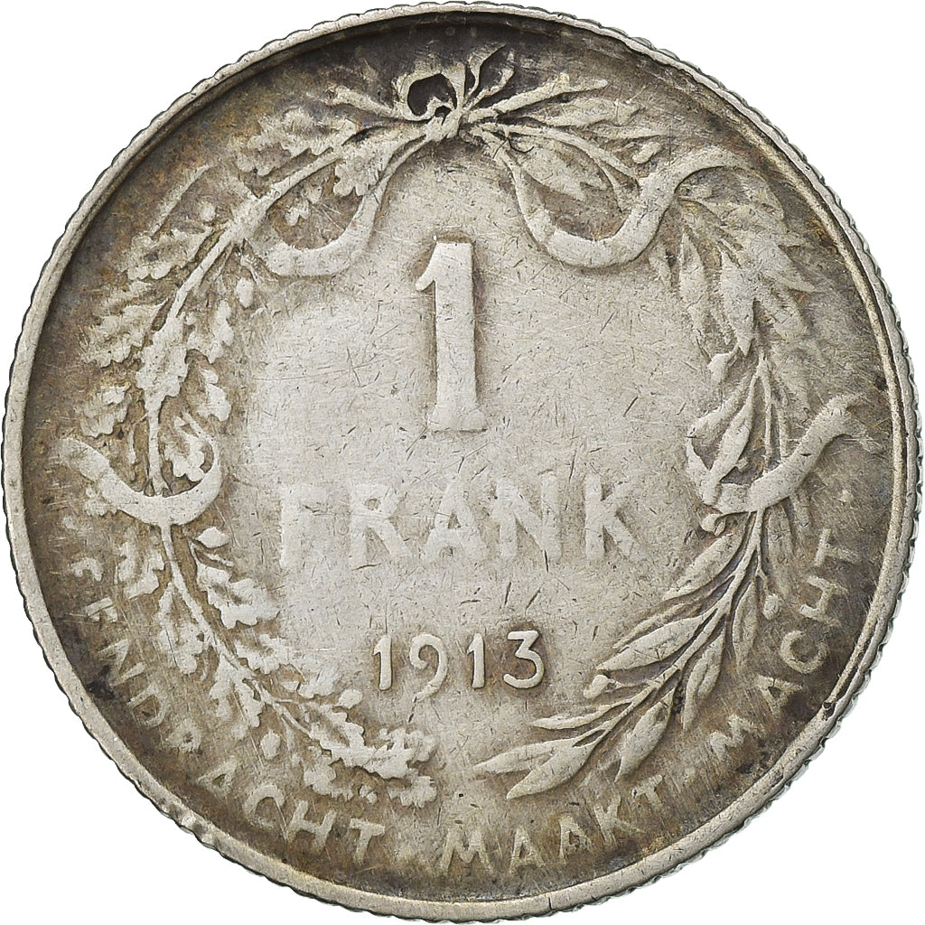 Belgia, Albert I, 1 Franc, 1913, Brussels, Srebro, EF(40-45), KM:73