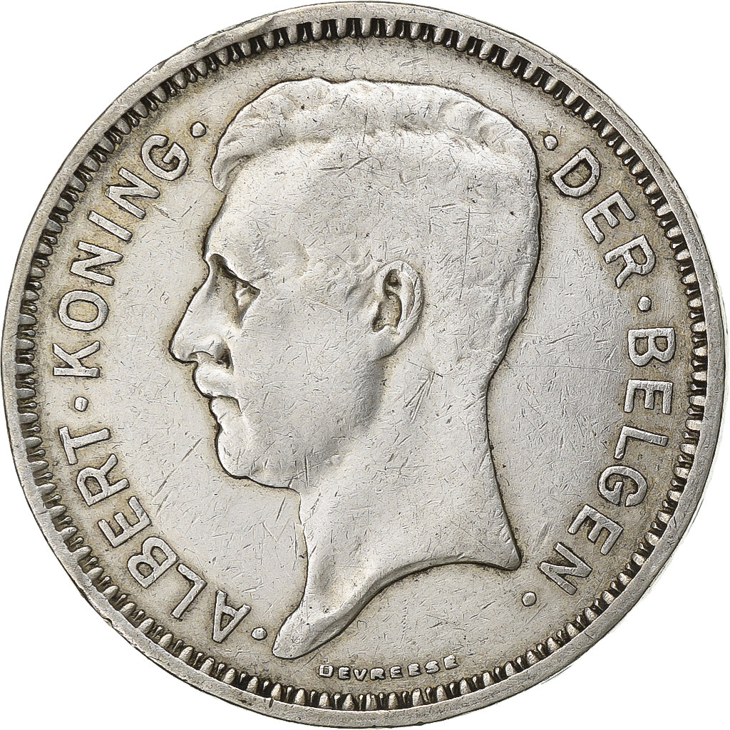 Belgia, Albert I, 20 Francs, 1934, Brussels, Srebro, AU(55-58), KM:104