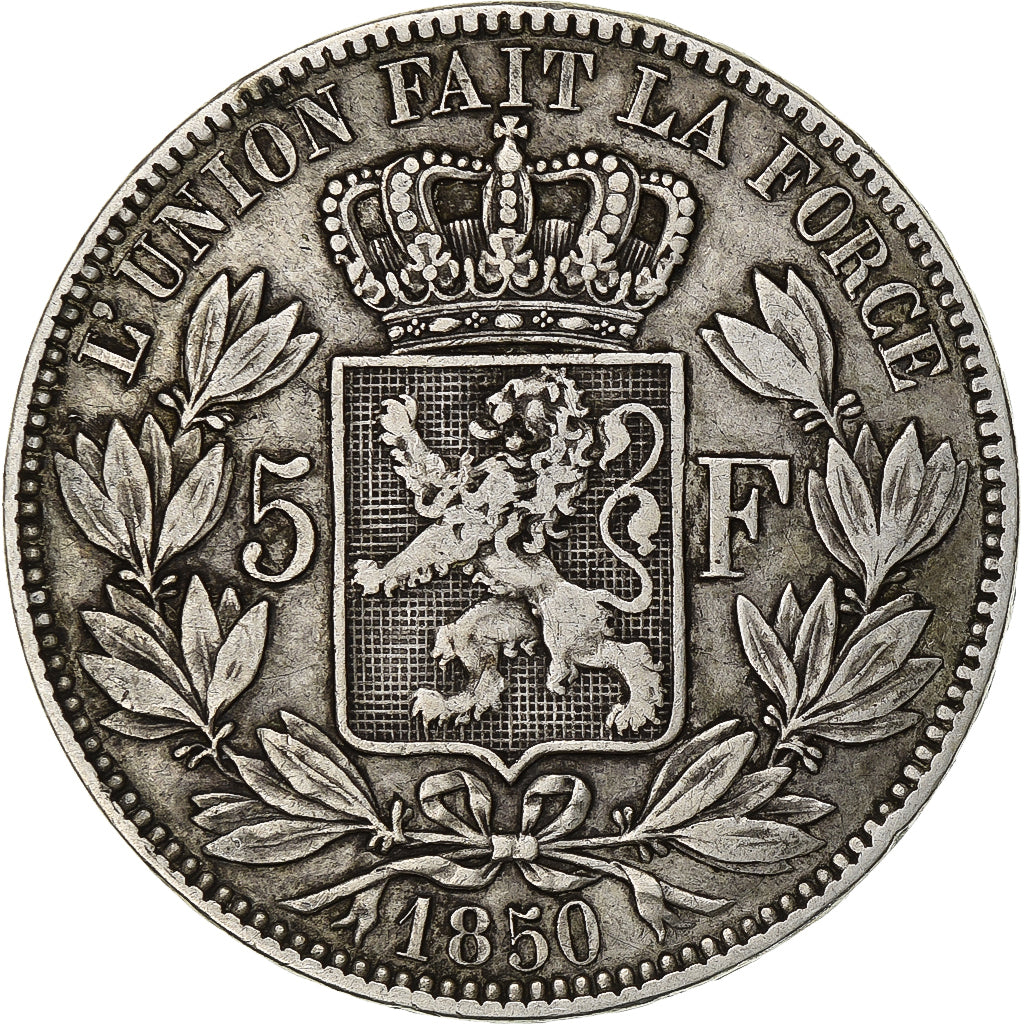 Belgium, Leopold I, 5 Francs, 1850, Brussels, Silver, EF(40-45), KM:17
